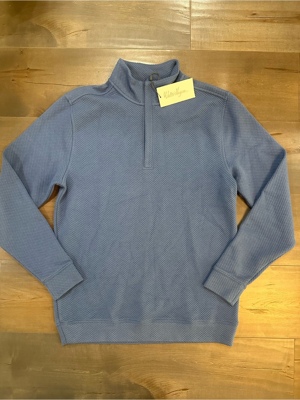 Walter Hagen Light Blue Textured clubhouse midweight Quarter-Zip Shirt Jacket